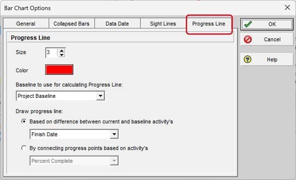 Progress Line tab